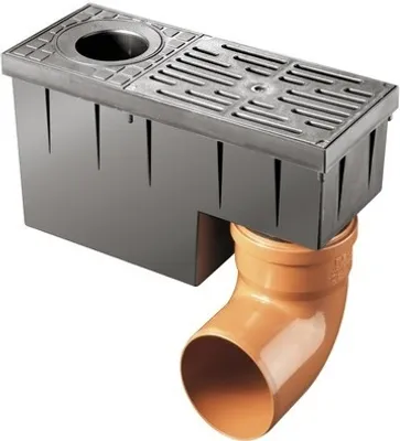 Produktbild von Marley Regensinkkasten mit Laubfangkorb mit Laubfangkorb, für Fallrohr 75-110, schwarz
