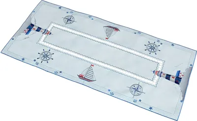 Produktbild von Tischläufer VALERIE Maritime Stickerei aus Polyester blau 40 x 90 cm