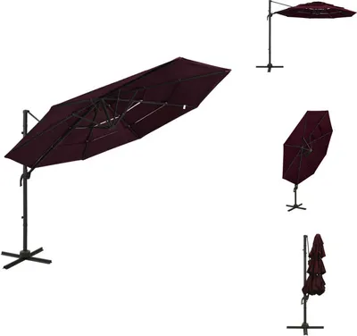 Produktbild von vidaXL Sonnenschirm mit Aluminium-Mast 4-lagig Bordeauxrot 3x3 m -  Sonnenschirme & Sonnenschutze