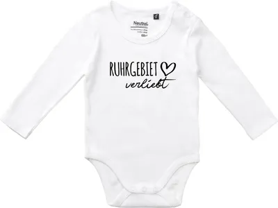 Produktbild von Huuraa Baby Body Ruhrgebiet verliebt 62 White  Baumwolle Fairtrade Langarmbody Geschenkidee