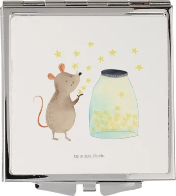 Produktbild von Mr. & Mrs. Panda Kosmetikspiegel Maus Sterne - Weiß - Geschenk, Frauen Spiegel, Reise, Lustige Sprüche, Geburtstag, Kindergeburtstag, Kleiner, Schminkspiegel, Handspiegel