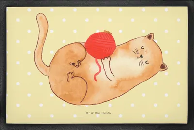 Produktbild von Mr. & Mrs. Panda Schmutzmatte Katze Wolle 50 x 75 cm - Gelb Pastell - Geschenk, Cats, Outdoor-Matte, Katzen, Spielen, Cat, fußmatte, Fussmatte, Putzig, Schuhabstreifer