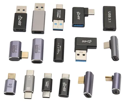Zdjęcie produktu dla Zestaw 16 adapterów USB 3.0 i 3.1 typu C ze stopu aluminium o różnych kątach nachylenia do telefonów i urządzeń peryferyjnych