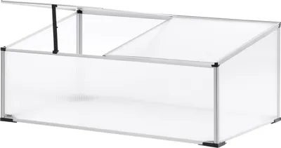 Produktbild von BELIANI Mini-Gewächshaus Silber Aluminium u. Polycarbonat 4 mm 60x100x41 cm mit 2 Dachfenstern Rillen-Optik Tropenhaus für Garten