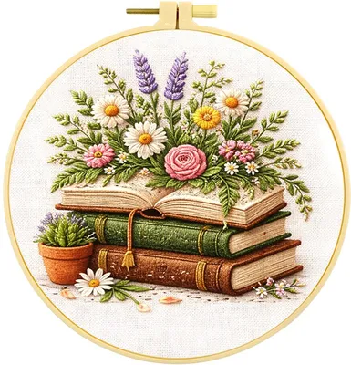 Produktbild von Stickset Blumenbuch – DIY Stickerei Set für Anfänger & Erwachsene mit Stickrahmen