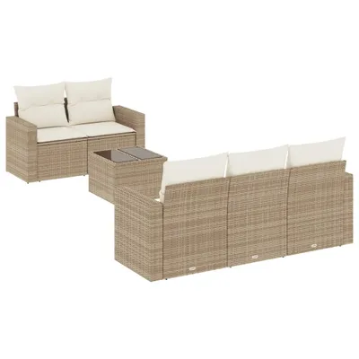 Immagine prodotto di vidaXL Set di divani da giardino 6 pezzi con cuscini Beige poly rattan