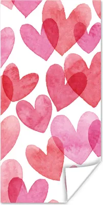 Produktbild von MuchoWow® Poster Ein Aquarell mit Herz-Illustration 20x40 cm - Plakat - Foto