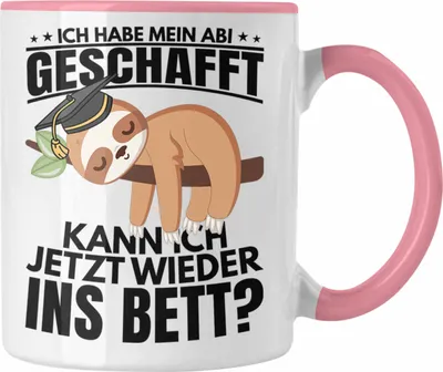 Produktbild von Trendation - Abi 2025 Geschenk Abschluss Abitur Tasse Faultier Abifeier Geschenkidee (Rosa)