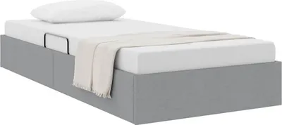 Produktbild von Aufbewahrungsbett mit Kopfteil Hellgrau 90 x 190 cm Stoff
