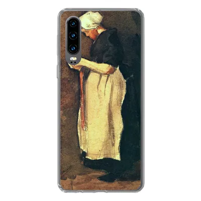 Produktbild von MuchoWow® Handyhülle Schutzhülle Hülle für Huawei P30 Die Scheveningerin - Vincent van Gogh Silikon Softcase Handy Hülle - Kartenbesitzer