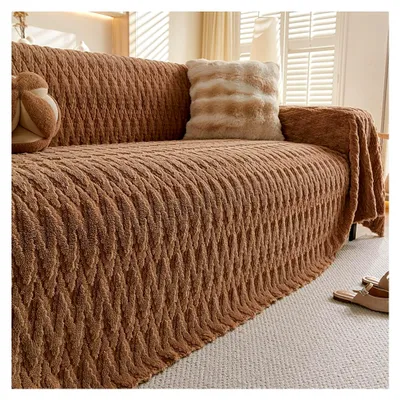 Produktbild von Sofaüberwurf für 2/3/4-Sitzer, Plüsch Sofabezug, Sofaschutz für Katzen, rutschfester Universal Couchüberzug, vollständiger Schutz