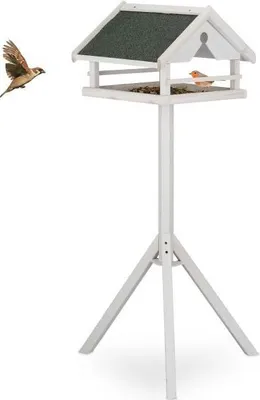 Produktbild von Weißer Vogelhäuschen auf Pfosten