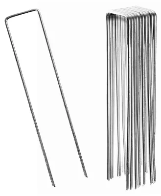 Imagen del producto de Clavos de grapado Flandria para fijar mantillo, acero galvanizado, diámetro 3 mm, altura 17 cm, longitud 3,5 cm