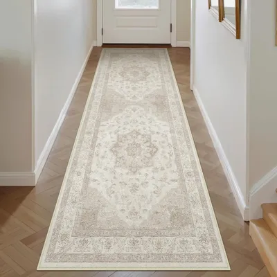 Immagine prodotto di Tappeto vintage Läufer, beige, 60x180 cm, lavabile, antiscivolo, in poliestere