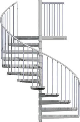 Produktbild von Spindeltreppe Ø 225 cm | Höhen: 216-233 cm | 11 Stufen, ein Podest | Streckgitter Stufenbelag, Feuerverzinkt