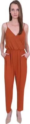 Produktbild von Overall für Damen in Kupferfarbe mit V-Ausschnitt elegant mit Gummiband John Zack XL