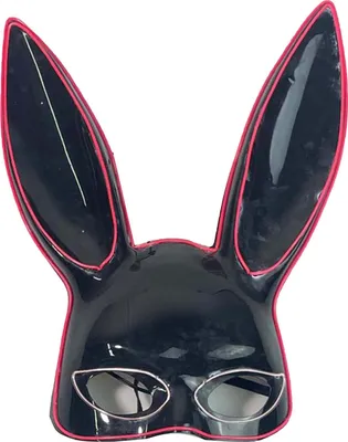 Imagen del producto de Máscara de conejo luminosa, de medio rostro, accesorio de conejo para fiestas de Halloween, con luces rosas y blancas, color