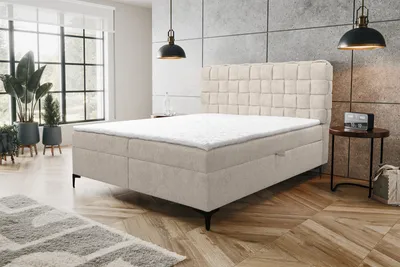 Image de VENASI ROMA Lit Boxspring 140x200 avec 2 tiroirs de lit et matelas TOPPER H2/H3 BEIGE Aragon 03