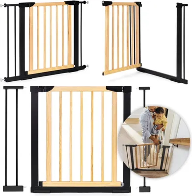 Produktbild von Schutzgitterabsperrung, 74-100 cm, für Treppen und Türen, Metall und Holz, zusätzliche Paneele, ECOTOYS