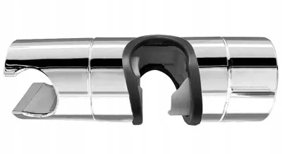 A chrome shower holder with a black rubber insert, shown against a white background.