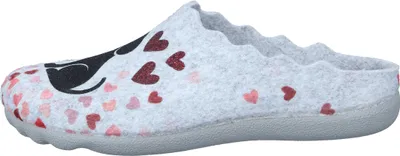 Produktbild von Manitu Damen Hausschuh Pantoffel Hund Katze Filz Wellenkante 320233, Größe:42 EU, Farbe:Grau