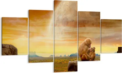 Produktbild von Bild auf Leinwand - Leinwandbild - Affen Mutter Natur Berg - 125x70cm - Wand Bild - Wanddeko - Leinwanddruck - Bilder - Kunstdruck - Wanddekoration - Leinwand bilder - Wandkunst - EA125x70-2287