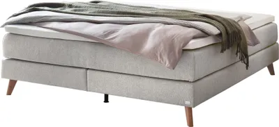 Produktbild von HASENA Raumspar Boxspringbett Beatriz light grey Holz Eiche bright 200x200 : Topper - Glamour Top (soft)