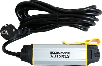 A power strip with a cord and plug on a white background.