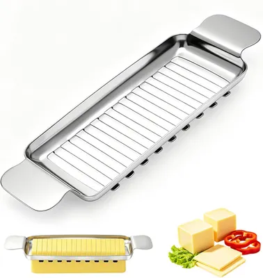 Produktbild von Butter Schneider & Käsehobel Edelstahl 304, Küchen Werkzeug für Frühstück, Käseplatte & Sandwich, stabil & spülmaschinenfest