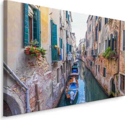 Produktbild von Fabelhafte Canvas LEINWAND BILDER 70x50 cm XXL Kunstdruck Venedig Gondeln Kanal Flora
