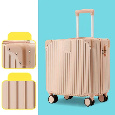 Imagen del producto de Maleta de cabina ligera y elegante de 18 pulgadas con ruedas, ideal para viajar, color rosa