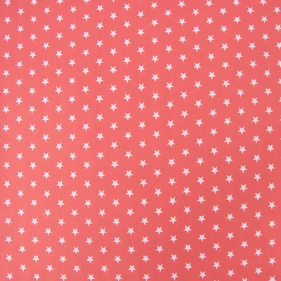 Produktbild von Baumwollstoff Meterware Sterne 1x1cm koralle weiß 140cm