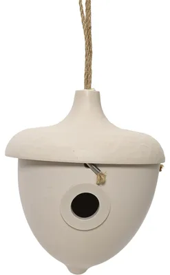 Produktbild von Decoris Vogelhauschen - Bambusholz - cremeweis - D17 x 19 cm - Nistkasten