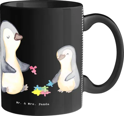 Produktbild von Mr. & Mrs. Panda Teetasse Sozialpädagoge Herz - Schwarz - Geschenk, Pott, Becher, schöne tasse, cappuccinotasse, Kaffeetasse, Jubiläum