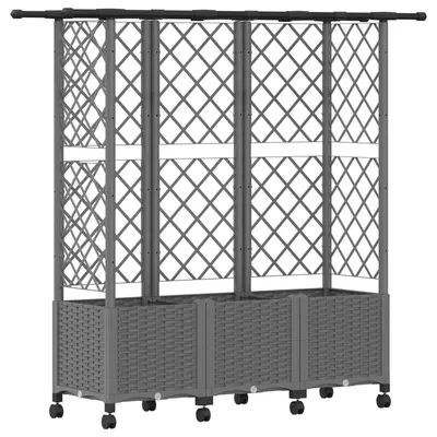 Imagen del producto de vidaXL: Jardín vertical elevado con celosía y cubierta, color gris claro, 163,5 x 40 x 142 cm