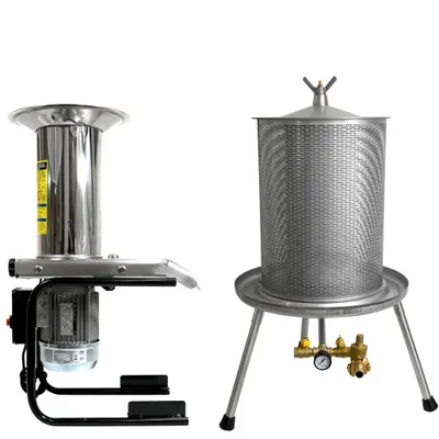 Produktbild von SETANGEBOT Obsmühle Obstpresse 40L Hydropresse + Obstmuser Häcksler 500kg /Std.