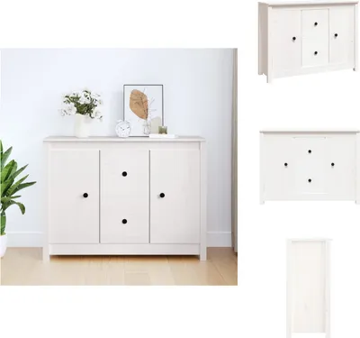 Immagine prodotto di vidaXL Credenza bianca 100x35x74 cm in legno di pino massiccio - Credenze