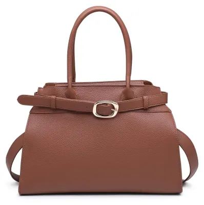 Produktbild von Schwarze Schultertasche Damen Kunstleder mit Riemen und Schnallenverzierung Black B UNICA 36x13x24 cm