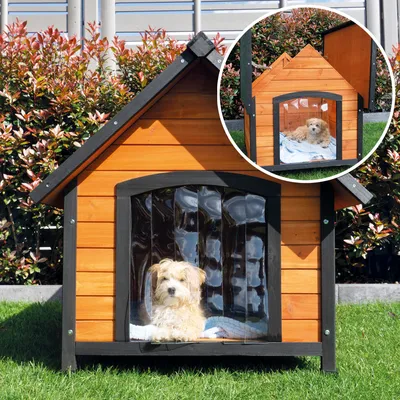Produktbild von zooprinz Hundehütte Luna Klappdach Lamellen Kiefernholz Wetterfest 99x87x82,5cm (BxHxT)