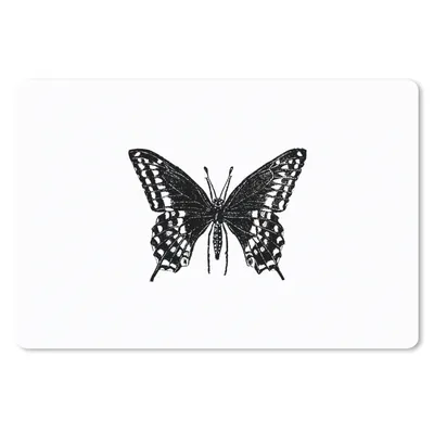 Produktbild von MuchoWow® Schreibtischunterlage Schmetterling - Tiere - Retro - Schwarz und weiß 60x40 cm - XXL Mauspad - Großes Mauspad