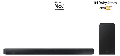 Produktbild von Samsung Q-series HW-Q60C, 3.1 Kanäle, 340 W, DTS Virtual:X, Dolby Atmos, Dolby Digital Plus, Dolby MAT, Dolby TrueHD, Adaptive Lite, Spiel, Standard, Surround Sound Erweiterung, Kabellos, Separat
