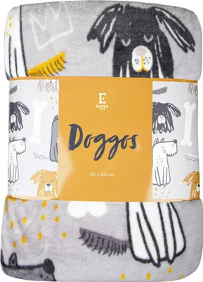Immagine prodotto di Una coperta, una coperta spessa e soffice con un motivo di cani, cani e cuccioli Doggos 150x200cm Grigio