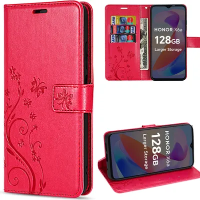 Produktbild von Hülle Honor X6B, Handy Tasche Handyhülle Flip Cover Wallet Case Klapphülle Etui Rot