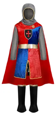 Produktbild von Spooktacular Creations Kinder-Ritterkostüm, rotes und blaues Renaissance-Ritterkostüm, Ritter-Halloween-Kostüme für Jungen, Halloween-Party, Ritter-Rollenspiel (Mittel (8–10 Jahre))