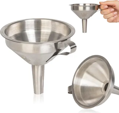 Zdjęcie produktu dla SUPERBUTELKI - Lejek ze stali nierdzewnej do butelek, buteleczek 11 cm  - Odporny na wysokie temperatury - Lejek do przelewania