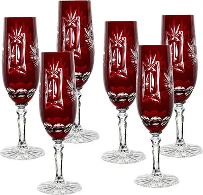 Produktbild von Sektflöte rot Schleuderstern 6er Set (180ml)