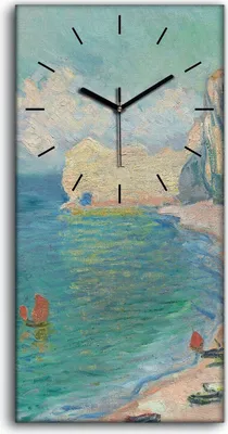 Produktbild von Dekor Leinwand Uhr Wandbilder 30x60 Der Strand und die Falaise d'Amont - schwarze Hände