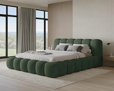 Produktbild von Chilly Möbel Design Bett Stone - Polsterbett mit Bettkasten, Lattenrost und Kopfteil 140x200 cm / Holzrahmen / Cord / Grün