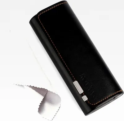 Produktbild von Brillenetui Hardcase aus Leder in Schwarz, Hartschale mit Mikrofasertuch, geeignet für Damen und Herren, ideal für Reisen und den täglichen Gebrauch