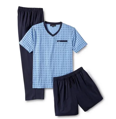 Produktbild von Rick Armand Herren Schlafanzug 3-teilig Jersey lang Short Pyjama Baumwolle Gr. M